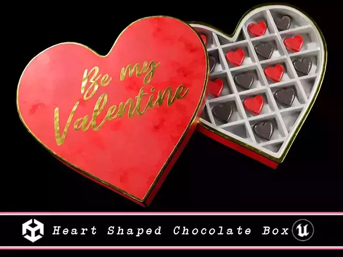 Valentines Day Heart Shaped Chocolate Box Low-poly 3D model