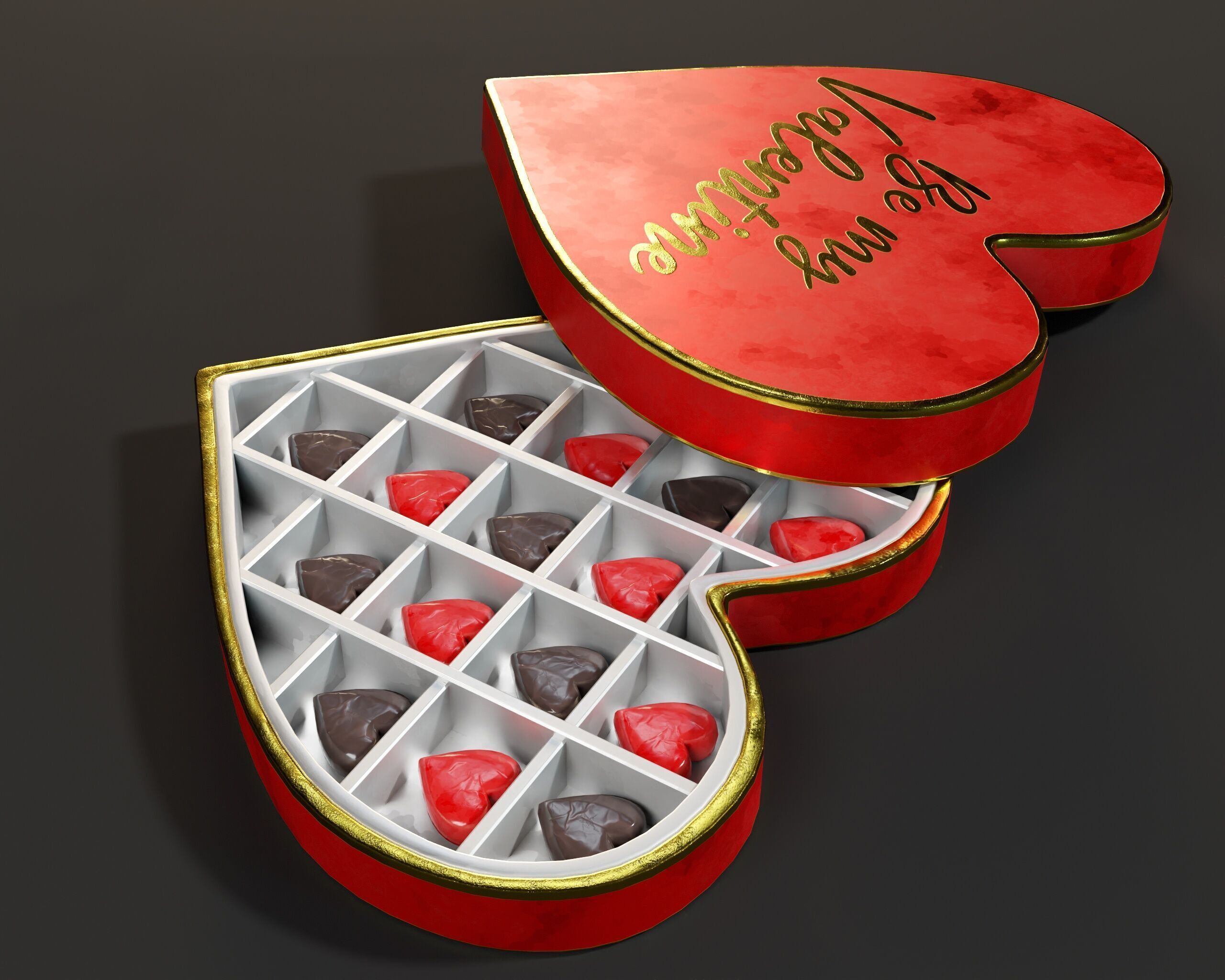 Valentines Day Heart Shaped Chocolate Box Low-poly 3D model_12