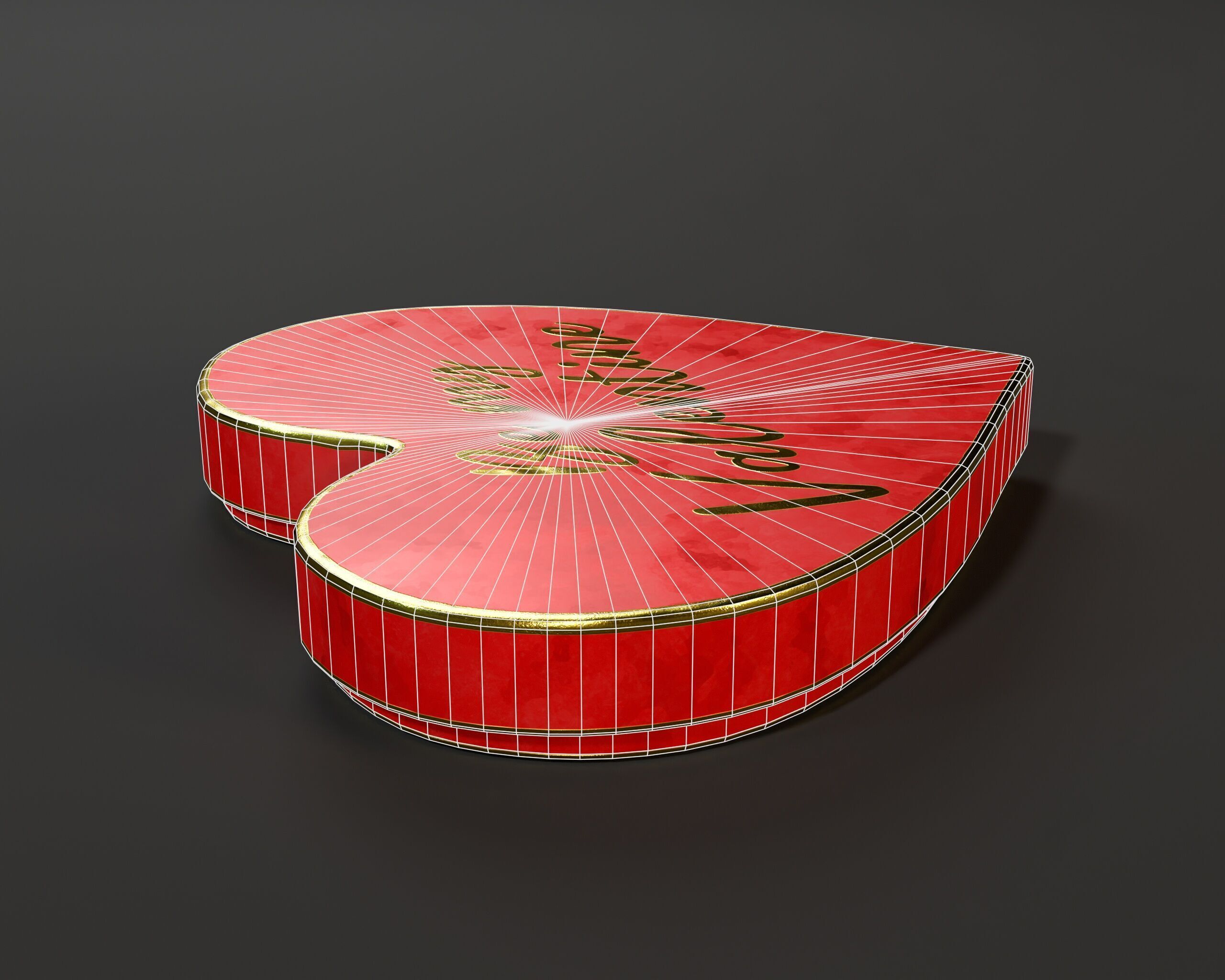 Valentines Day Heart Shaped Chocolate Box Low-poly 3D model_17
