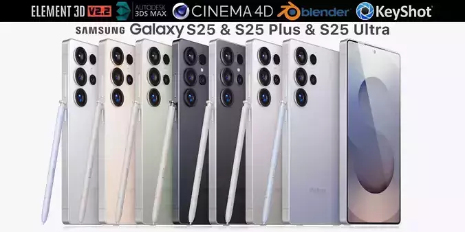 Samsung Galaxy S25 Ultra All colors 3D model