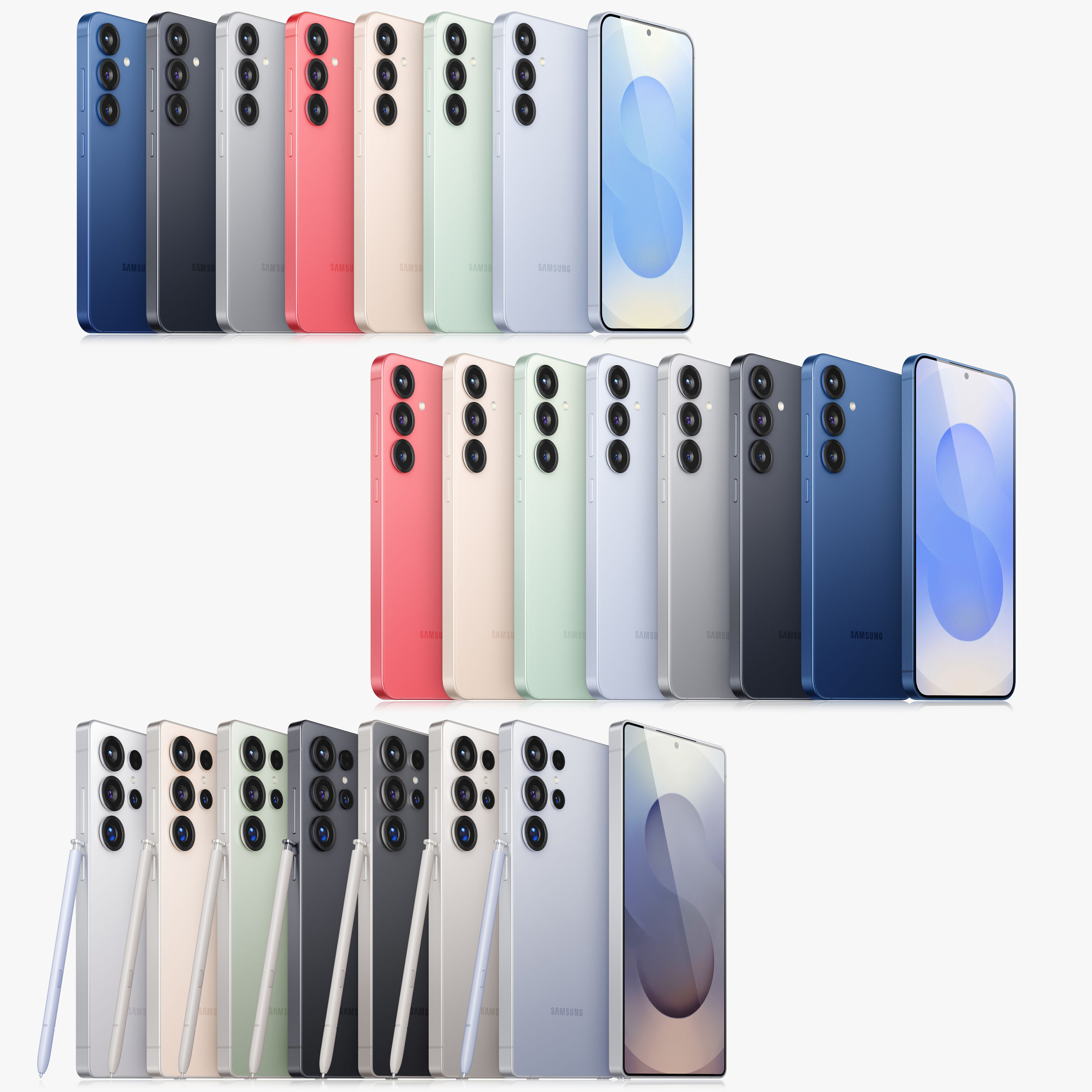 Samsung Galaxy S25 and S25 Plus and S25 Ultra All colors 3D model_1