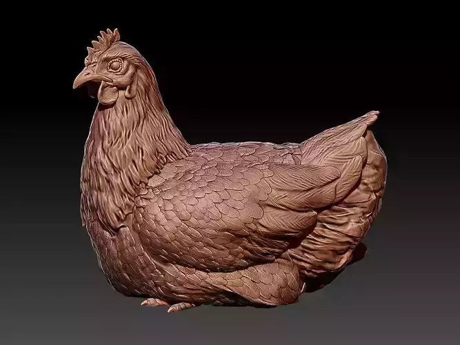 Sitting Hen 3D print model