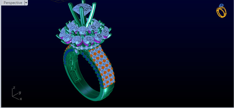diamond women ring 3D print model_2