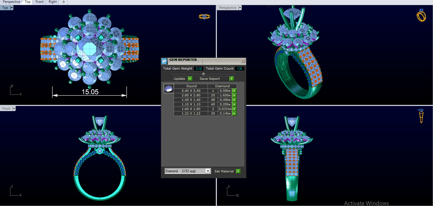 diamond women ring 3D print model_3