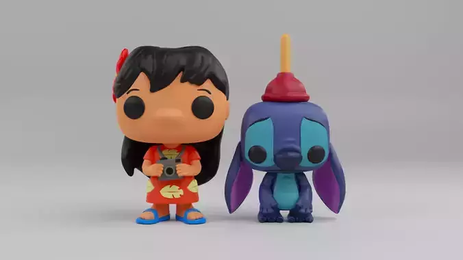 lilo and stitch funko pops from Disney  3D print model