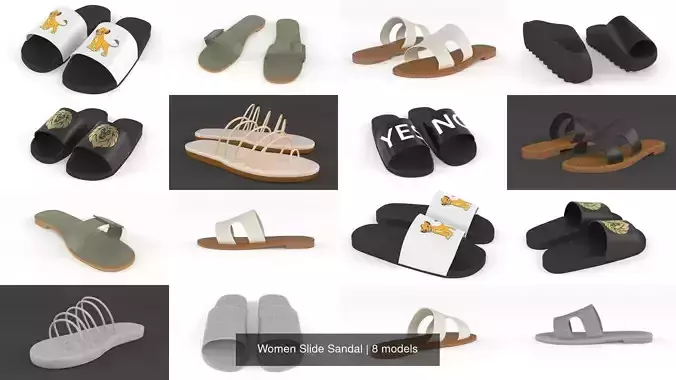 Women Slide Sandal 3D Model Collection