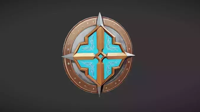 ornate shield with blue center