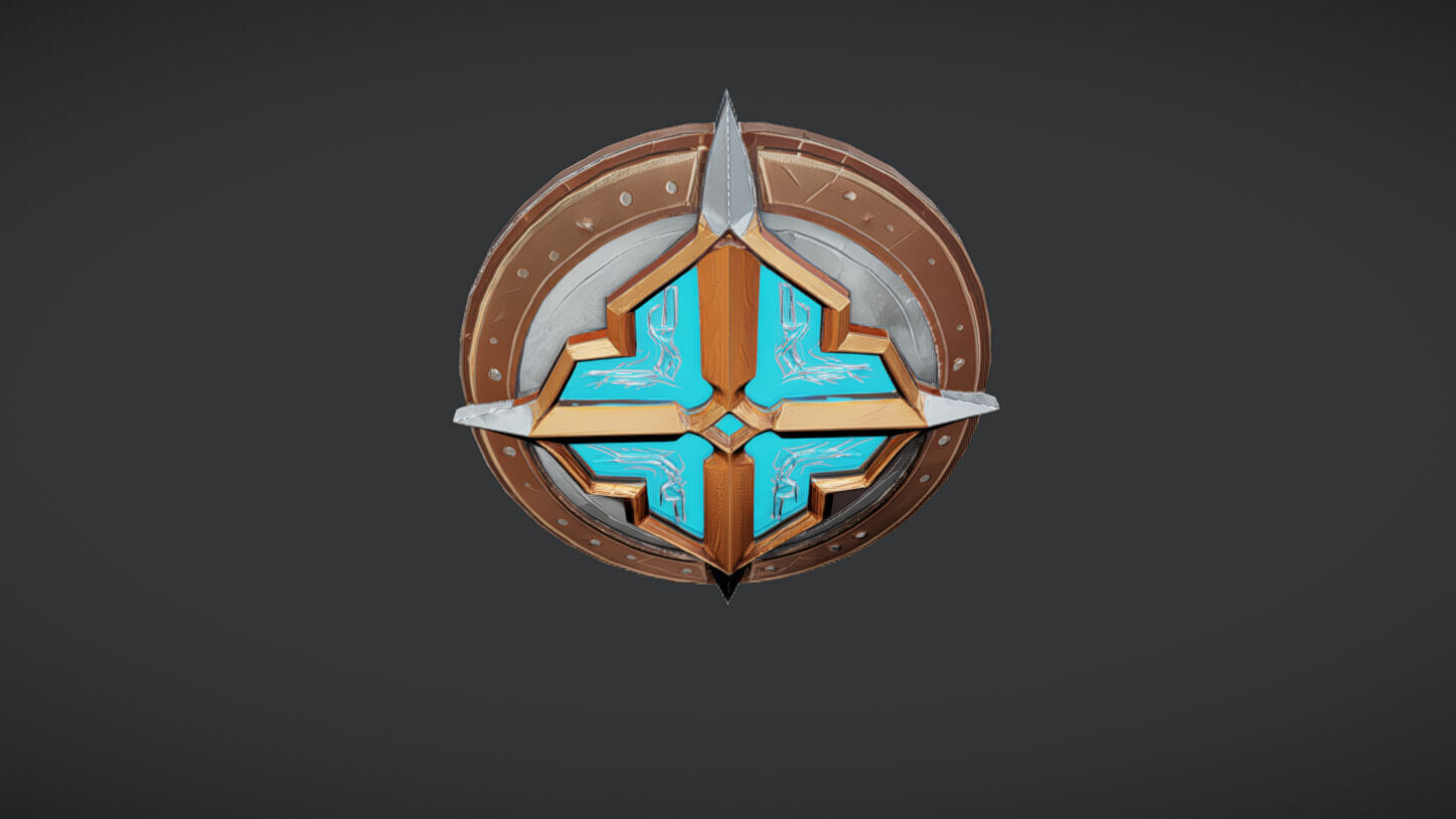 ornate shield with blue center 3D model_3