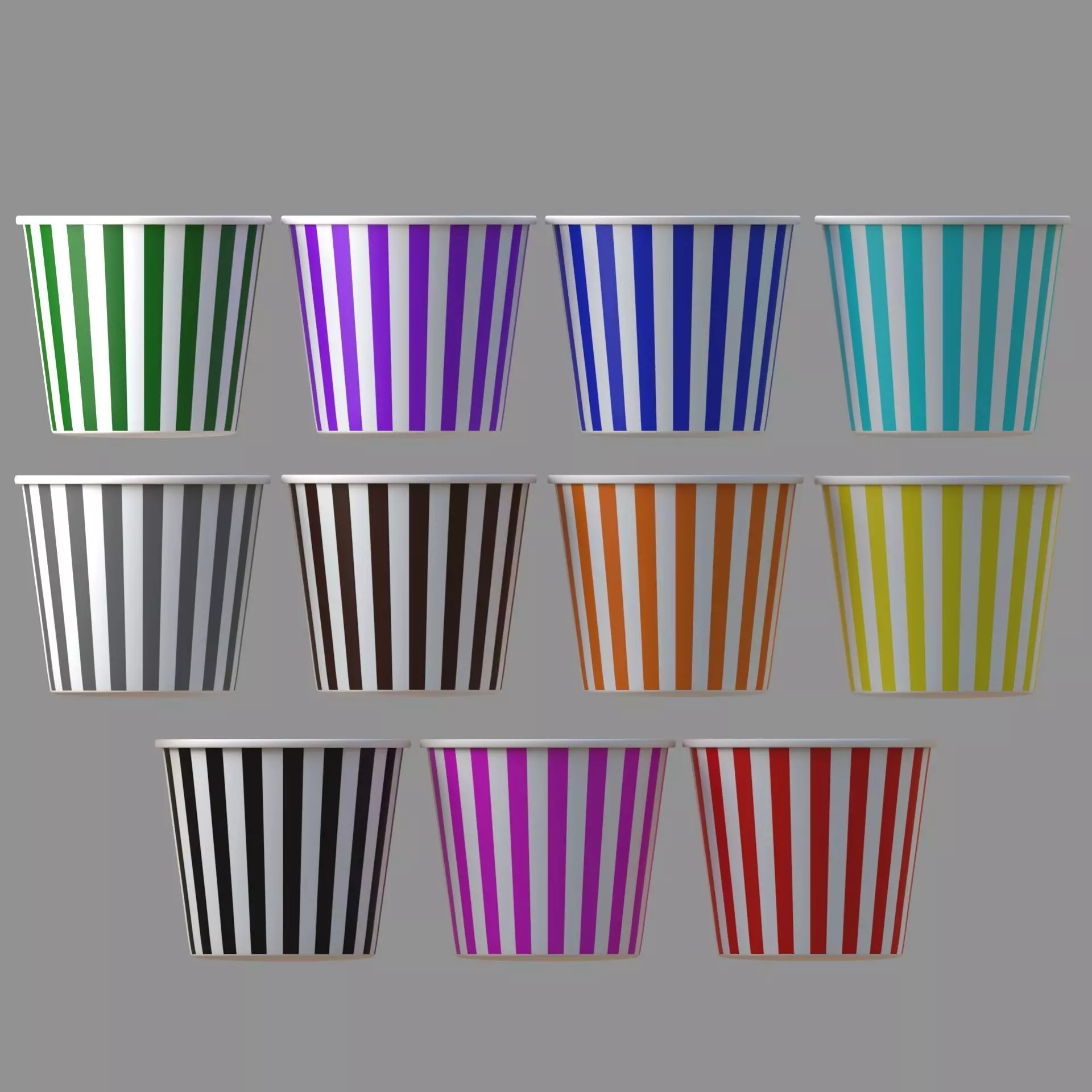 popcorn tub collection of 11 3D model_0