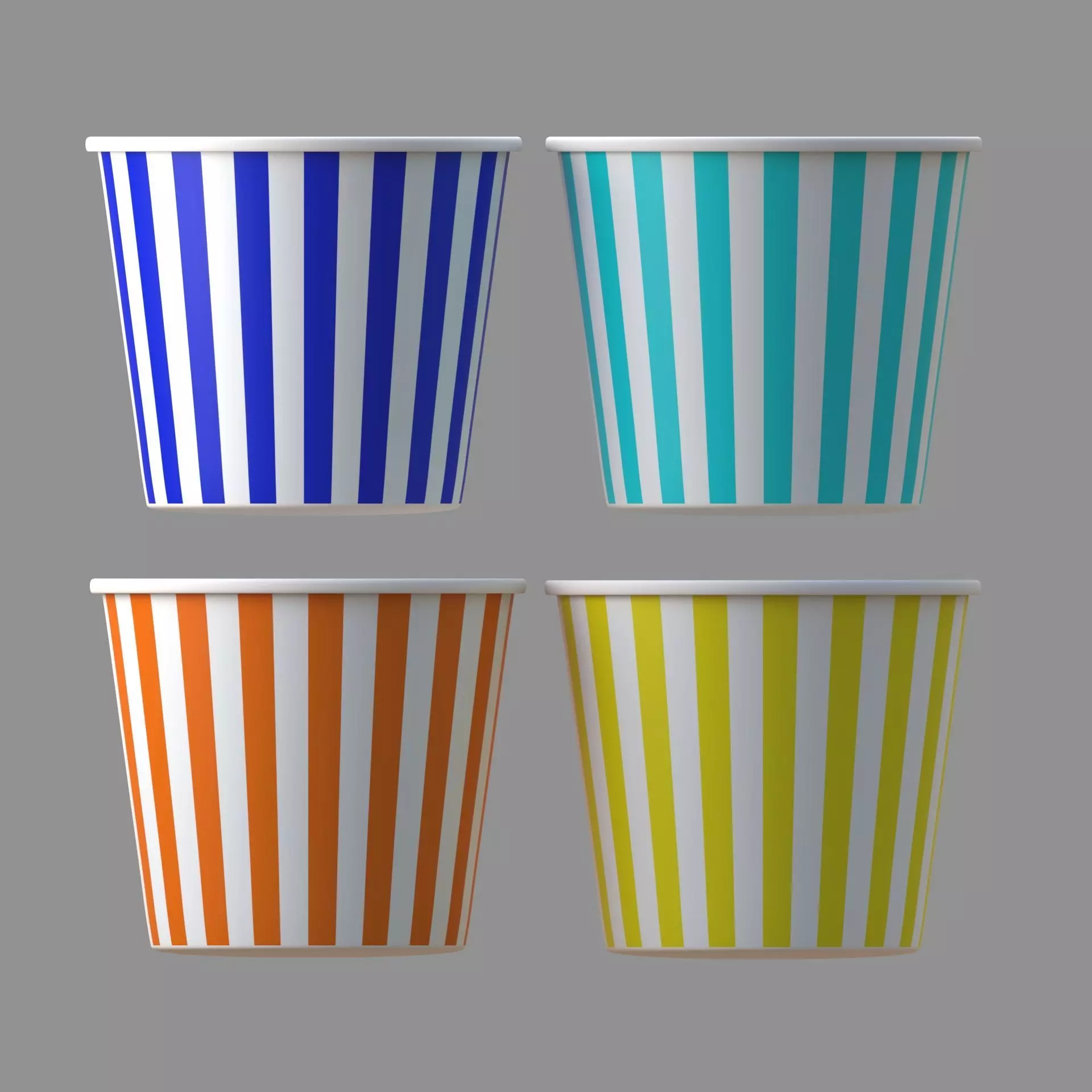 popcorn tub collection of 4 3D model_0