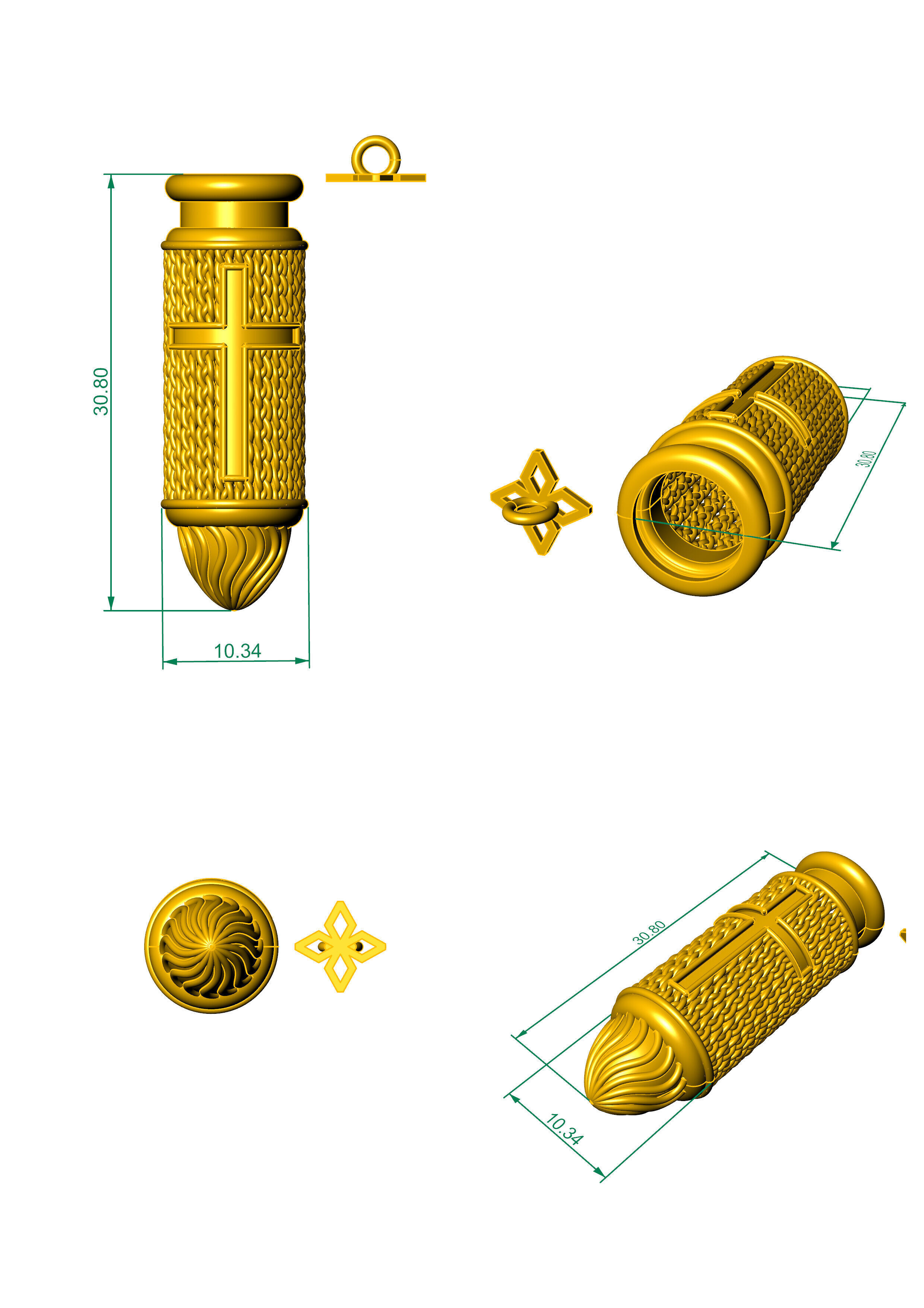 pendant bullet the cross version 2 3D print model_3