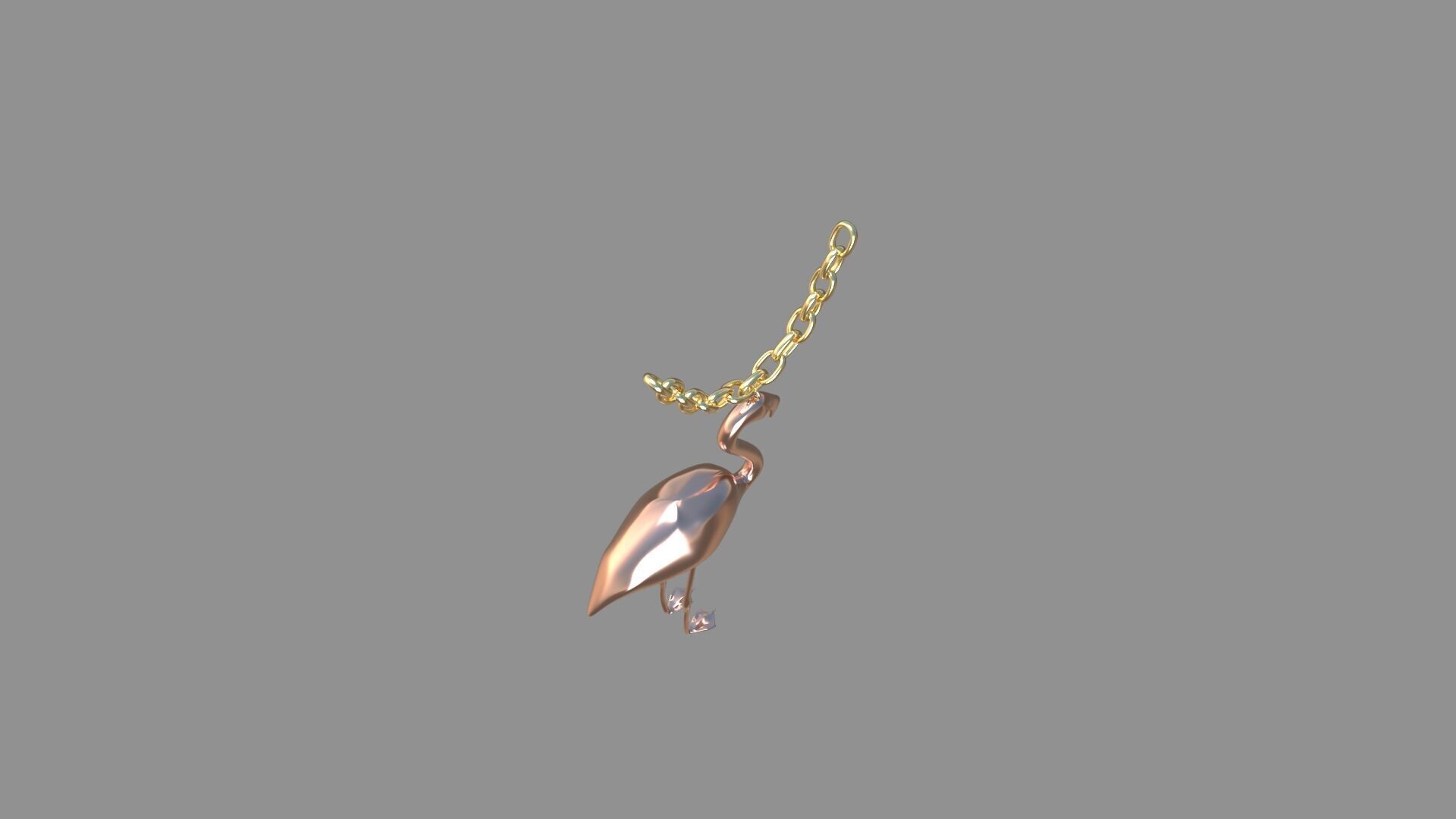flamingo locket copper 3D model_4
