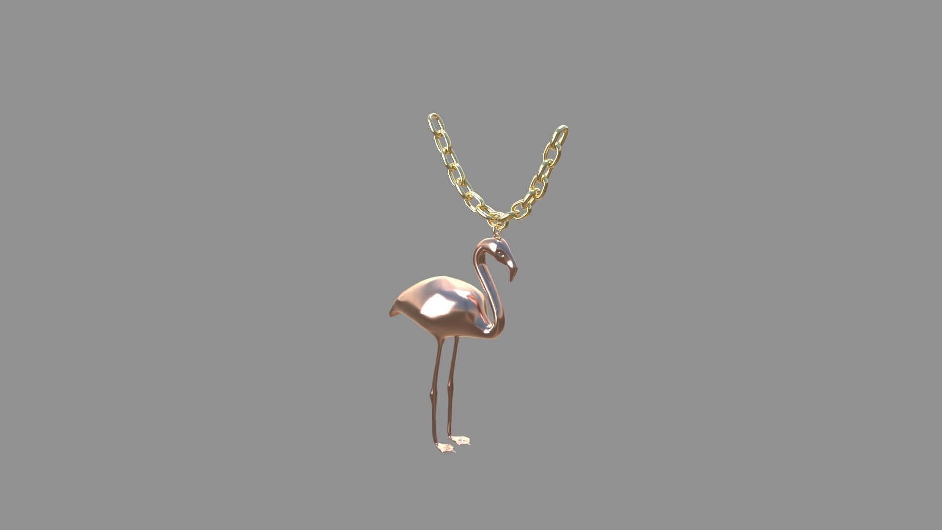 flamingo locket copper 3D model_1