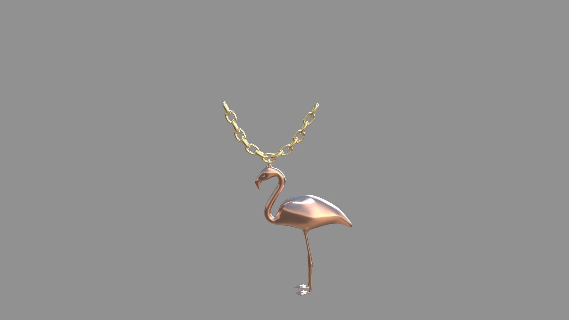 flamingo locket copper 3D model_2