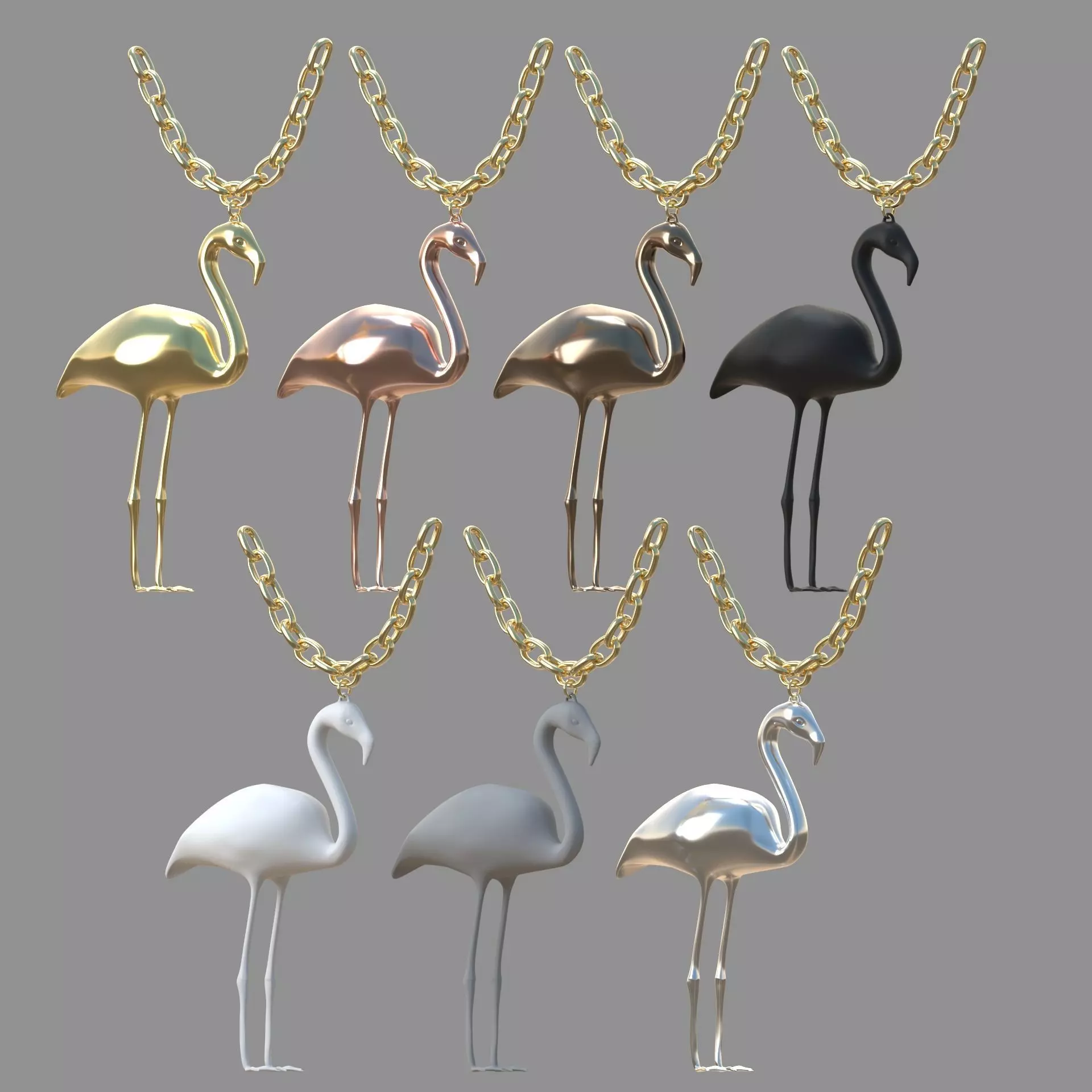 flamingo locket collection 3D model_0