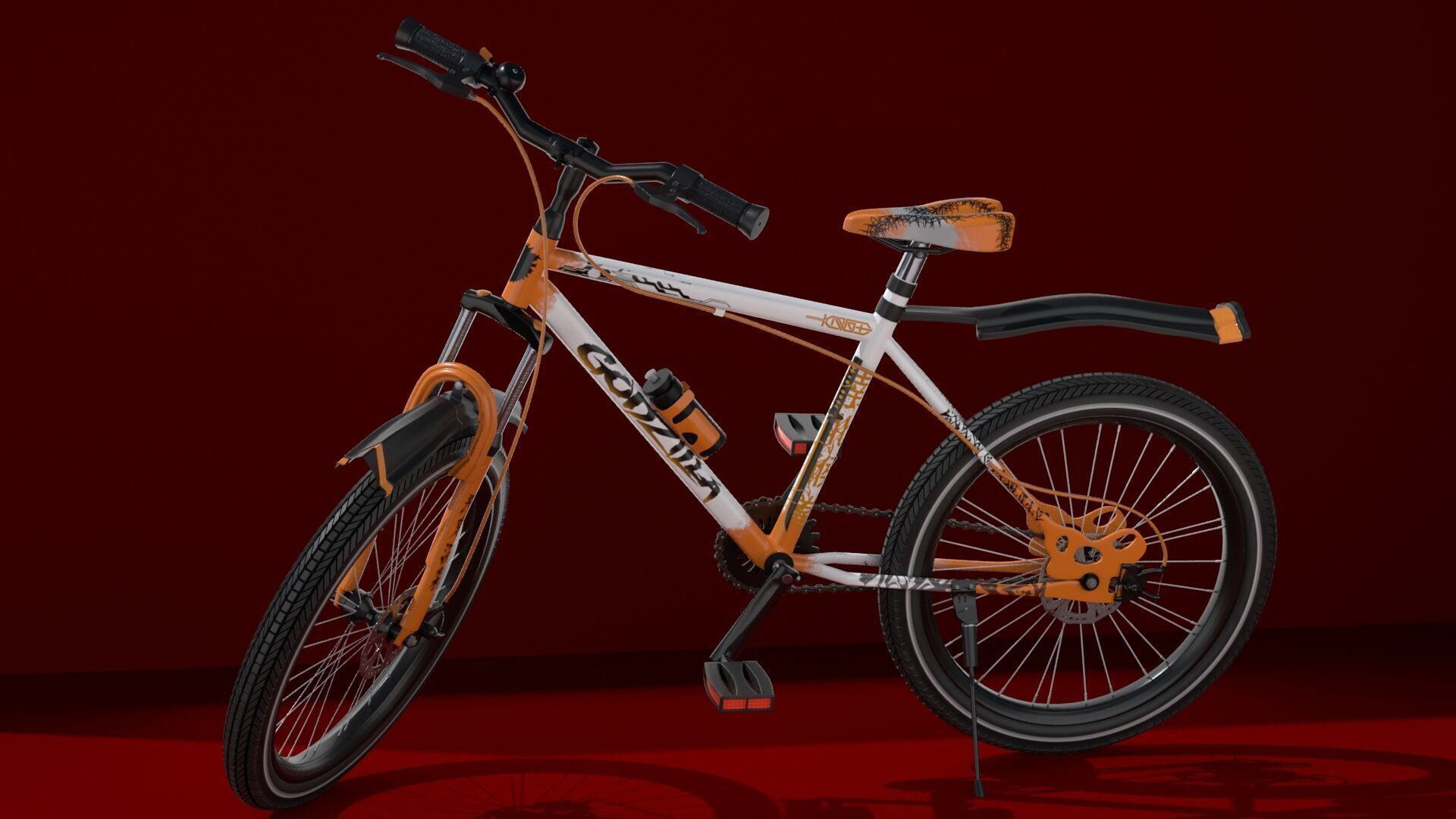Single Speed Mountain Bike MTB Cycle 3D Model 3D model_1