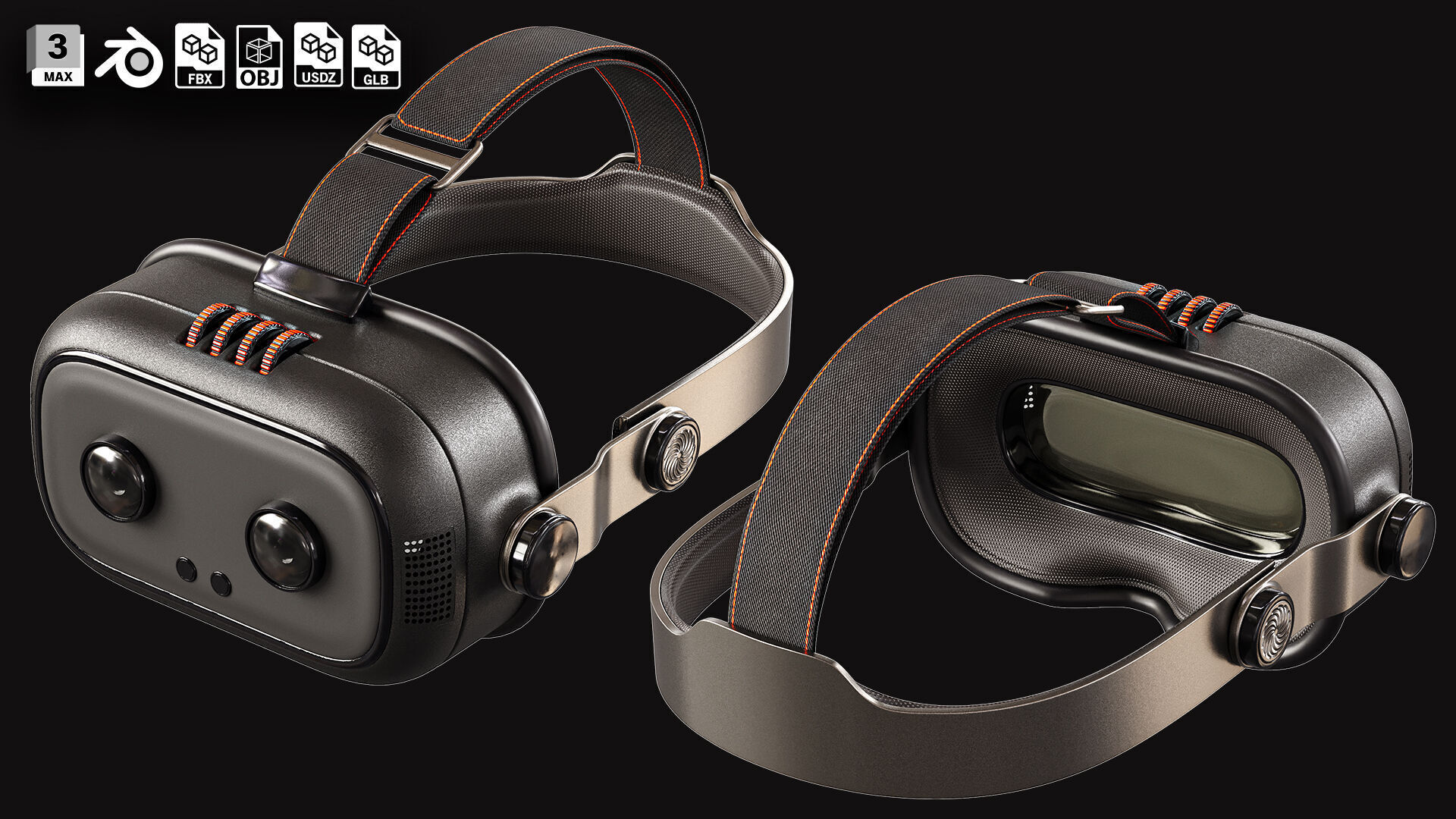 10 VR-Headset  Low-poly 3D model_9