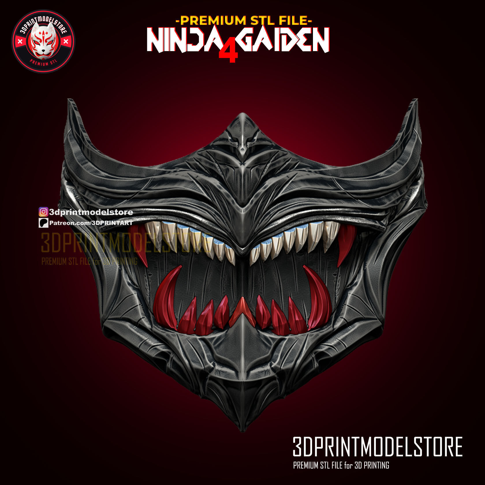 Ninja Gaiden 4 Cosplay Mask - Onimusa - Samurai - Game 3D print model_1