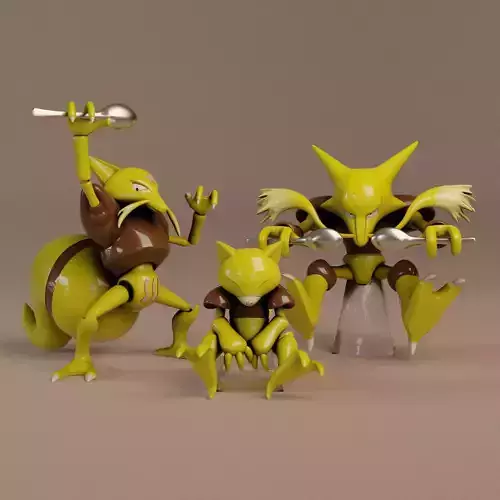 063 Abra  064 Kadabra 065 Alakazam Pokemon 3d print model