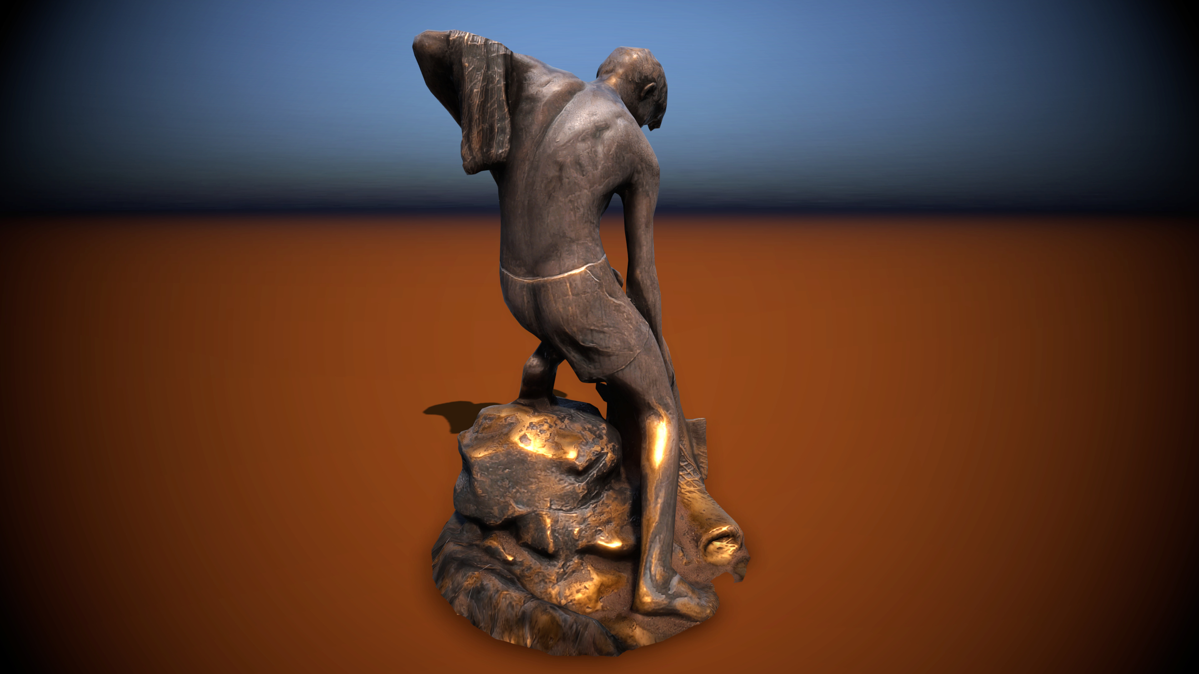 Sculpture Fisher fontaine Low-poly 3D model Low-poly 3D model_4