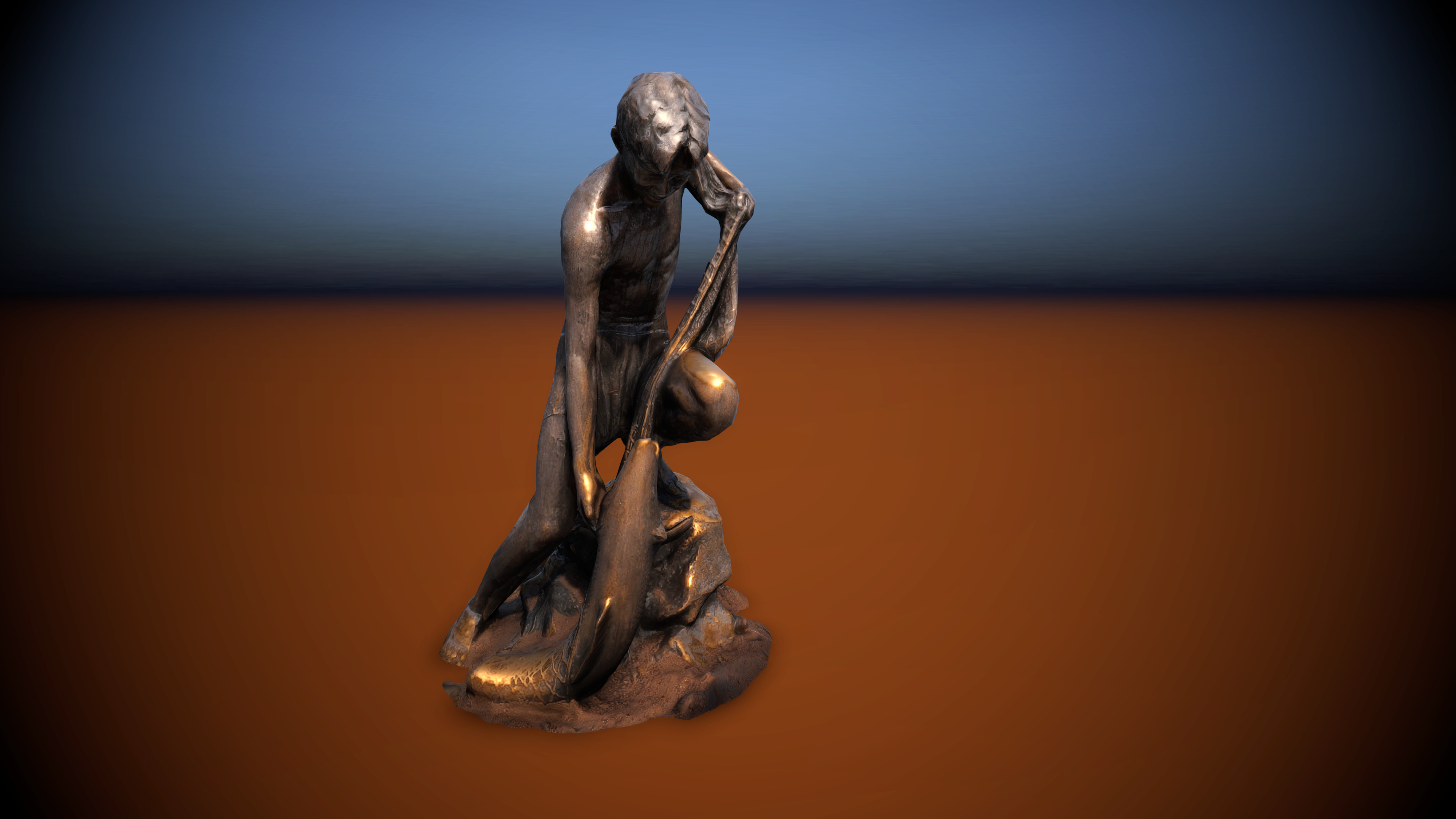 Sculpture Fisher fontaine Low-poly 3D model Low-poly 3D model_8