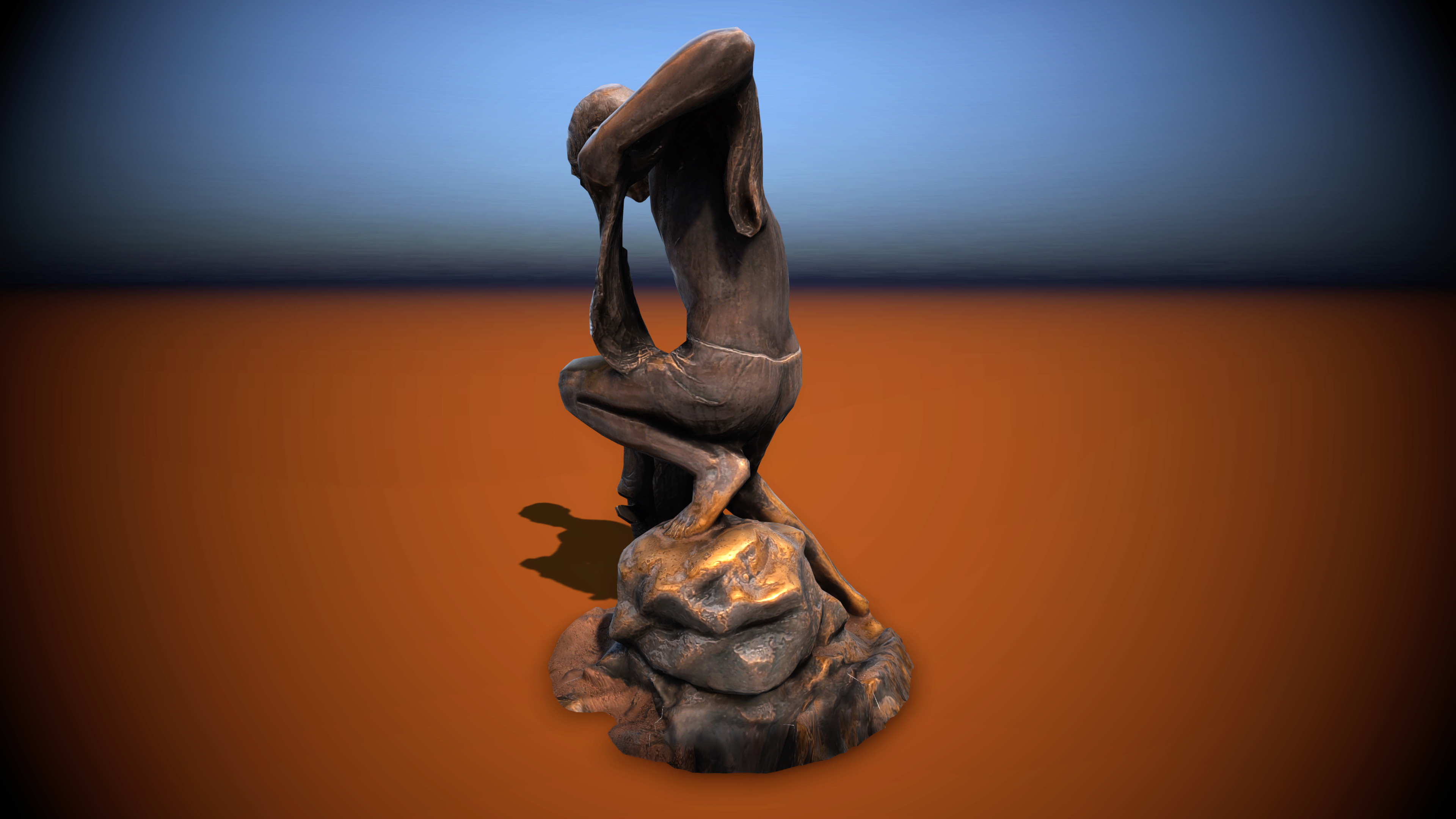 Sculpture Fisher fontaine Low-poly 3D model Low-poly 3D model_7