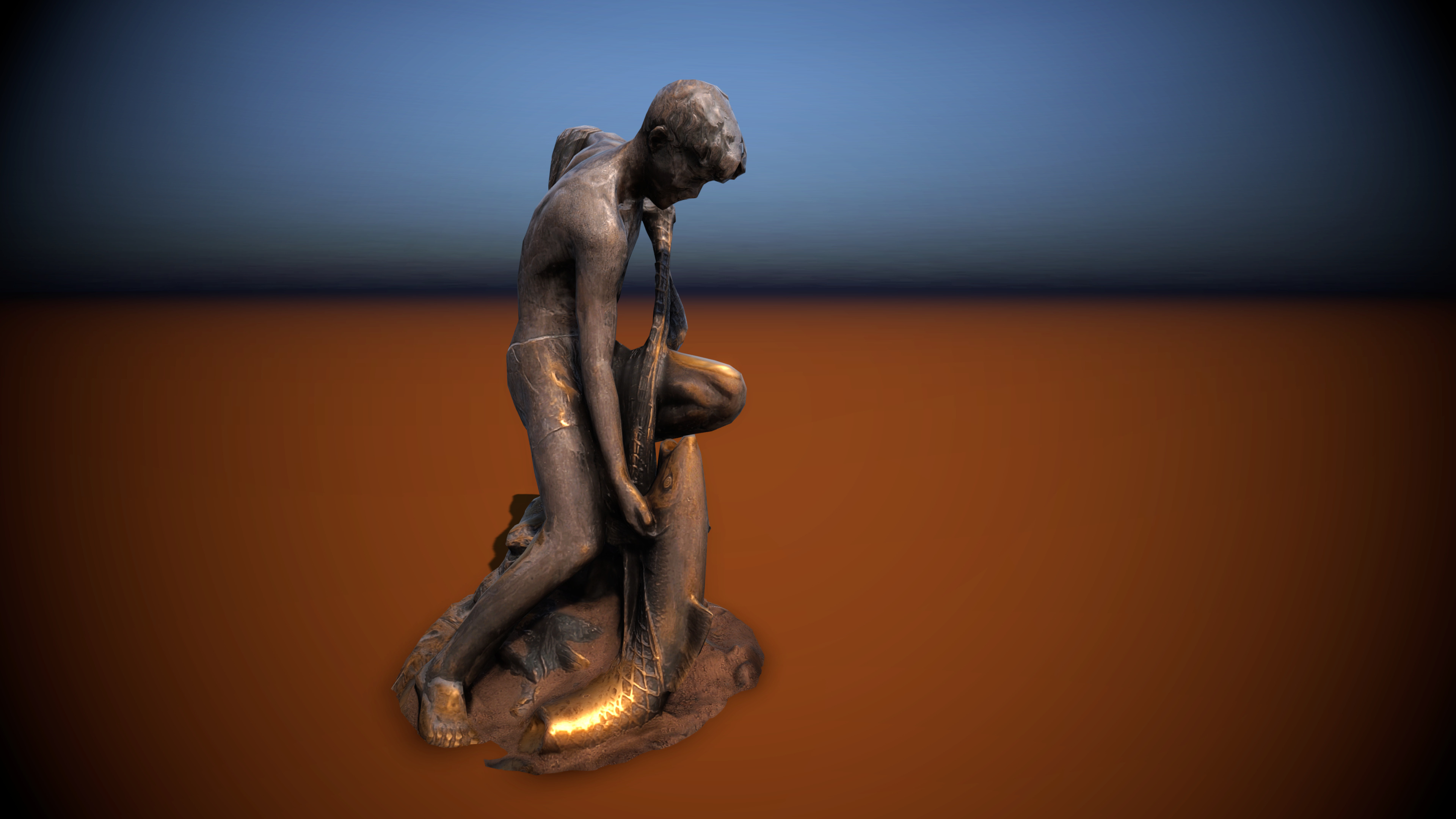 Sculpture Fisher fontaine Low-poly 3D model Low-poly 3D model_2