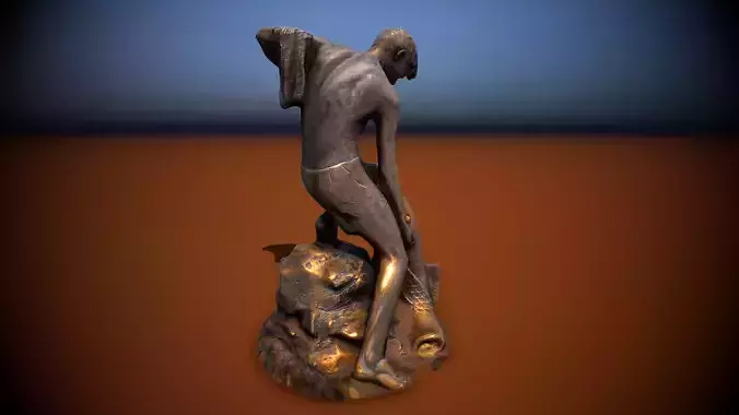 Sculpture Fisher fontaine Low-poly 3D model Low-poly 3D model