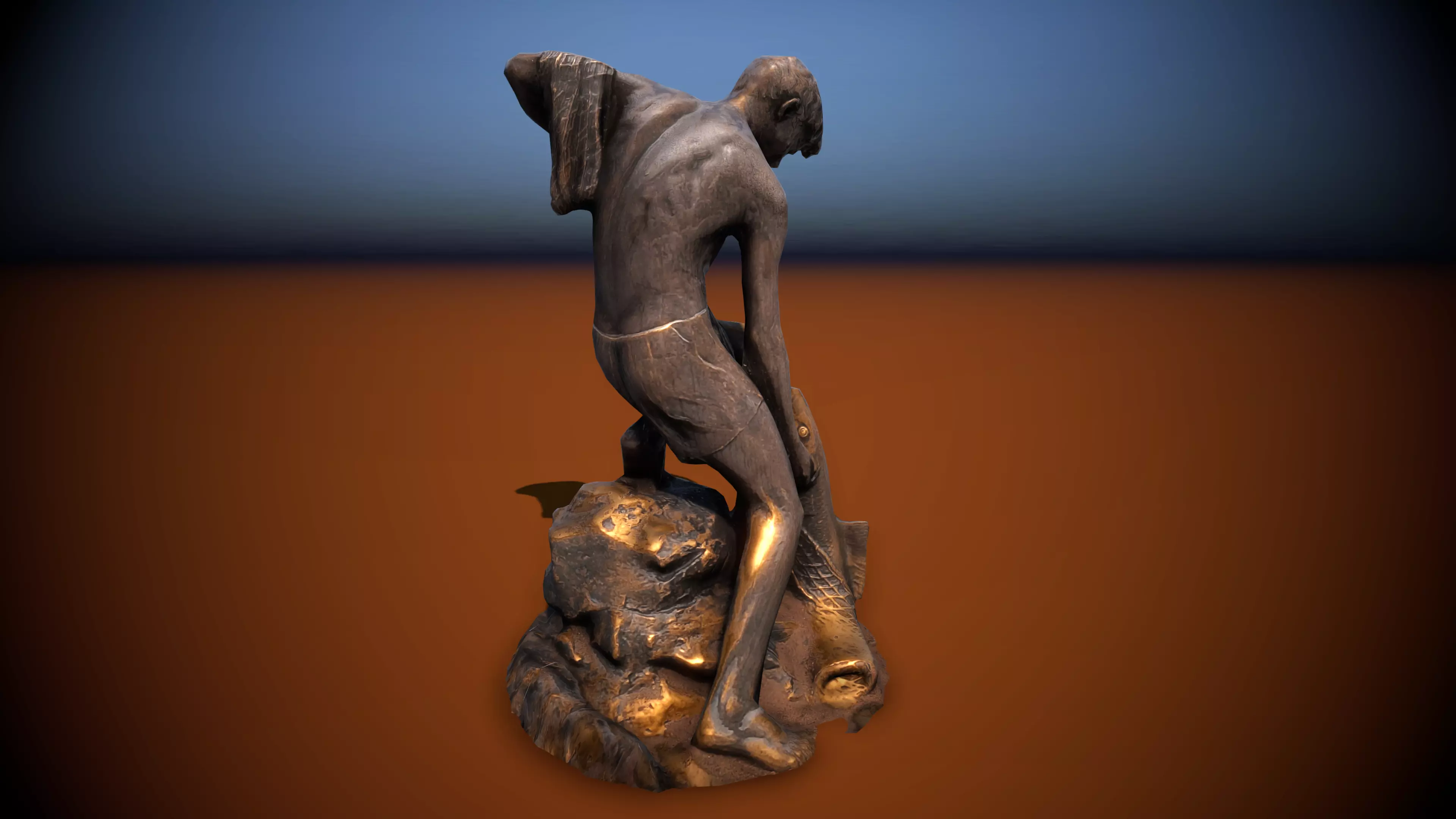 Sculpture Fisher fontaine Low-poly 3D model Low-poly 3D model_0