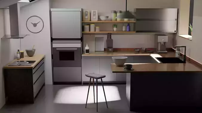 Kitchen in a comfortable atmosphere