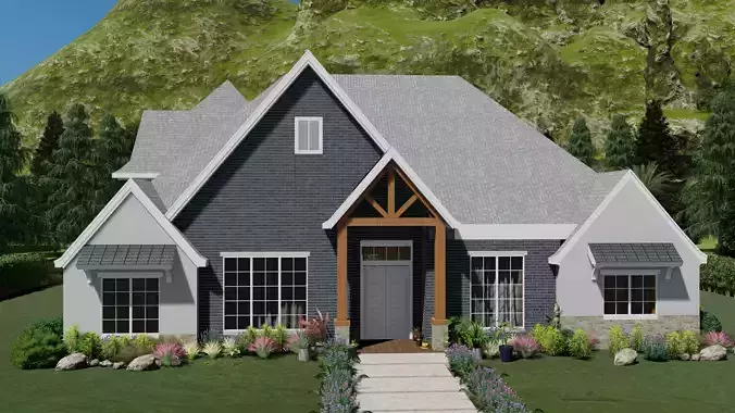 Realistic Exterior House Low-poly 3D model