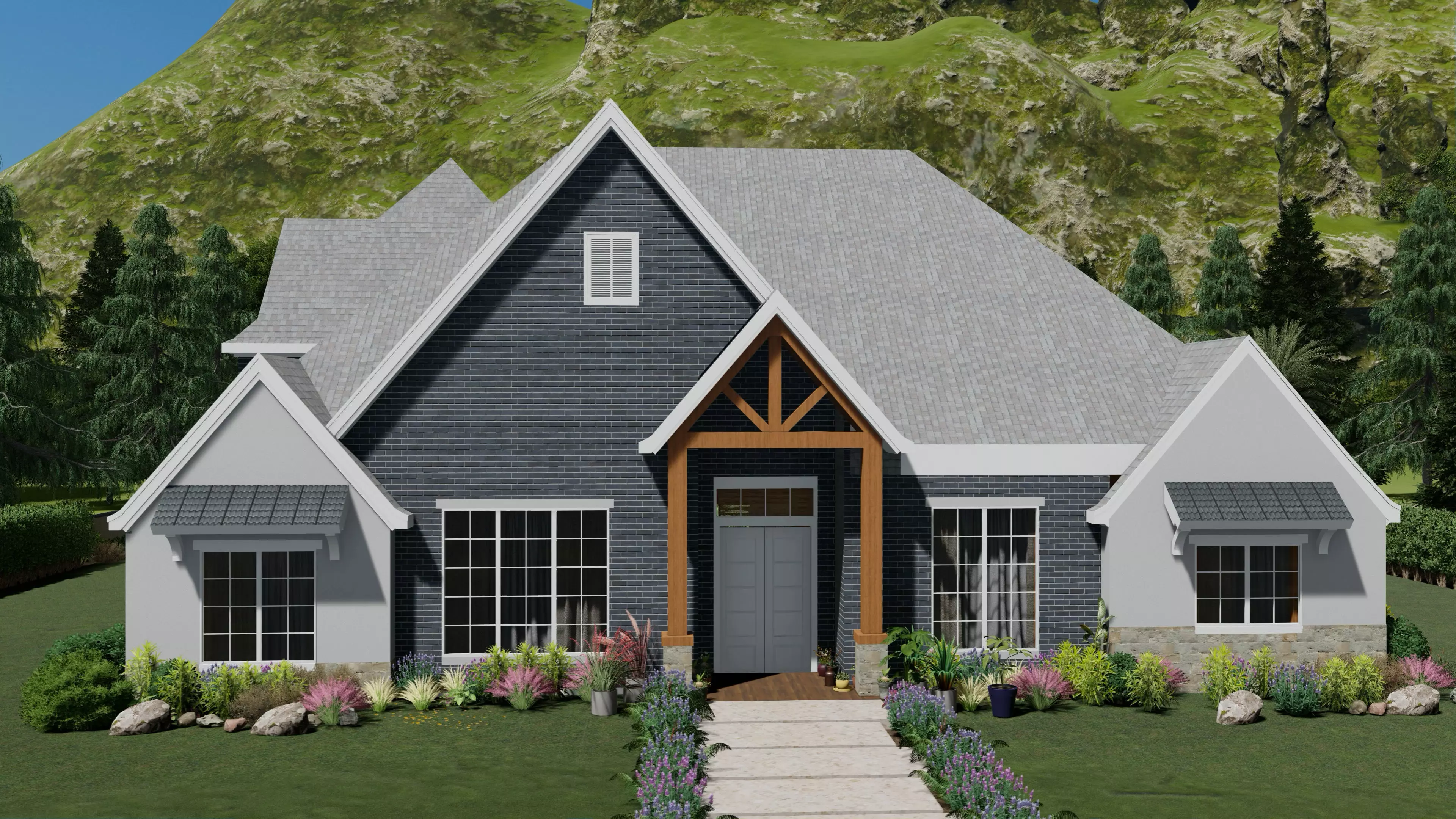 Realistic Exterior House Low-poly 3D model