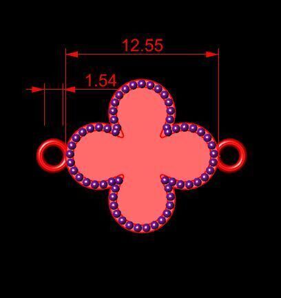 Van Cleef style pendant or bracelet part 3D print model_7