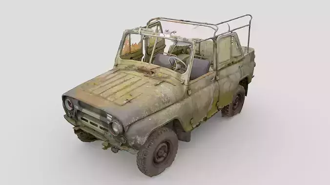 UAZ 469B wreck 02 3D model