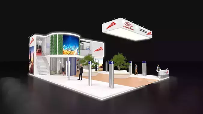 12x17 All Side open Exhibition Stand 3D model