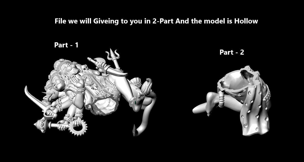 Hanuman ji Panchamukh 3D-Print-Model No2 -Jewelery Murti- 3D print model_13