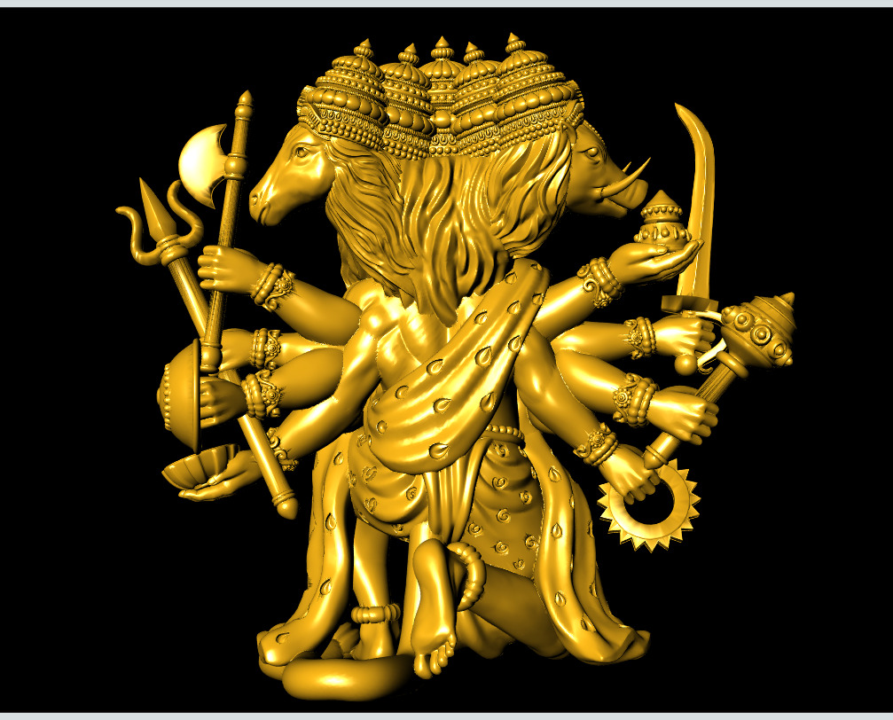 Hanuman ji Panchamukh 3D-Print-Model No2 -Jewelery Murti- 3D print model_8