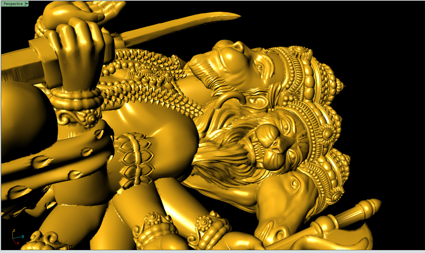 Hanuman ji Panchamukh 3D-Print-Model No2 -Jewelery Murti- 3D print model_6