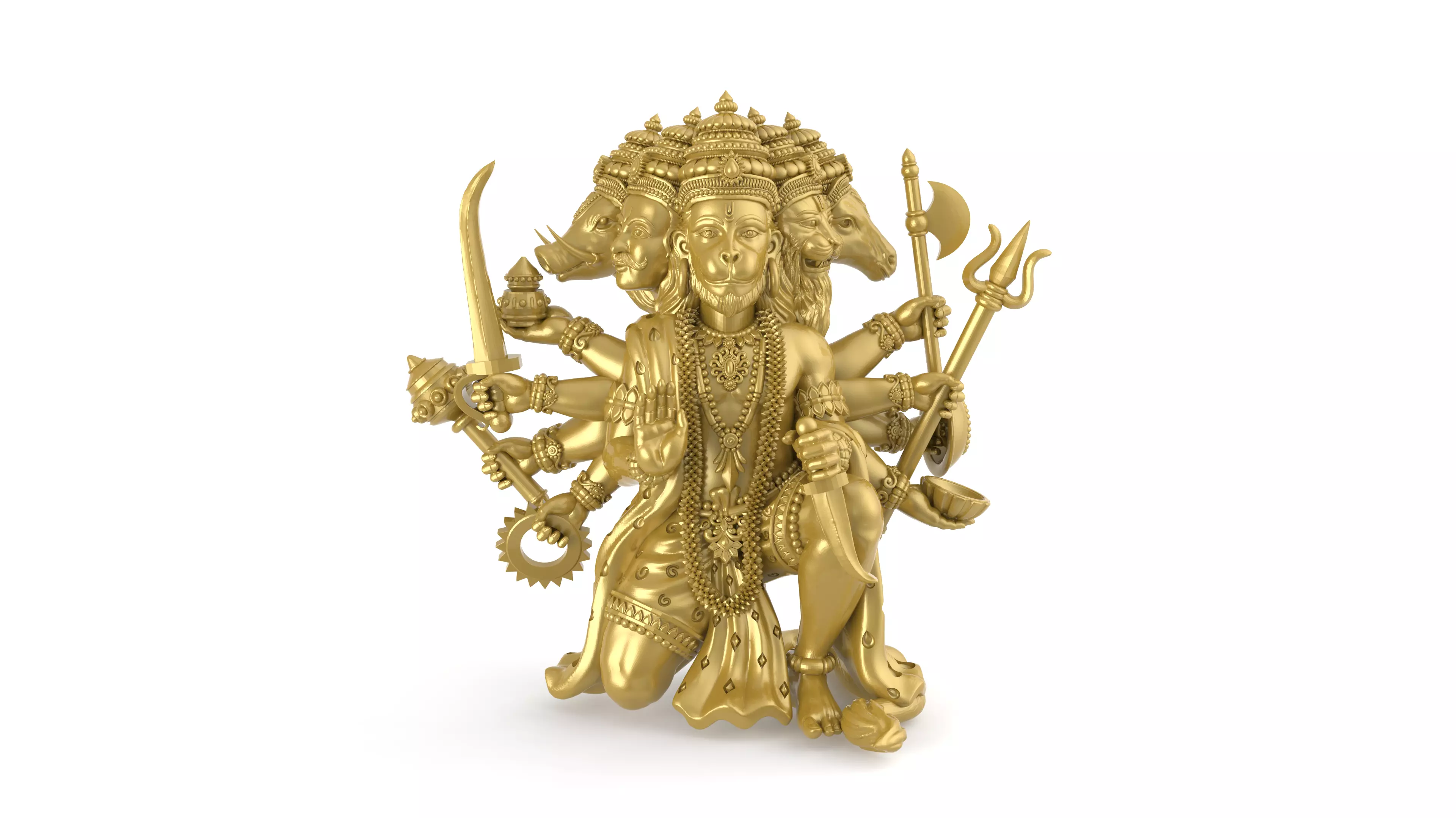 Hanuman ji Panchamukh 3D-Print-Model No2 -Jewelery Murti- 3D print model_0