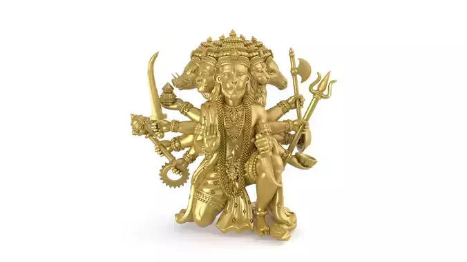 Hanuman ji Panchamukh 3D-Print-Model No2 -Jewelery Murti-