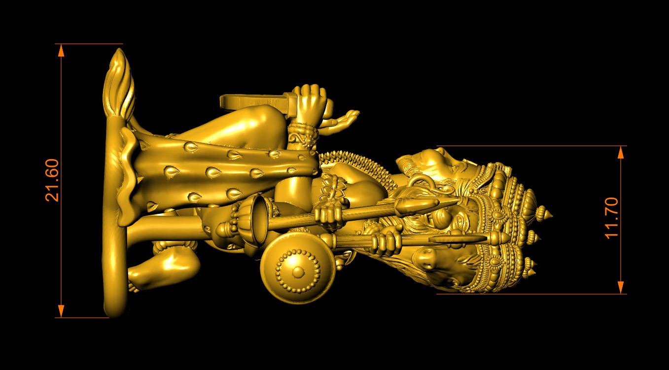 Hanuman ji Panchamukh 3D-Print-Model No2 -Jewelery Murti- 3D print model_2