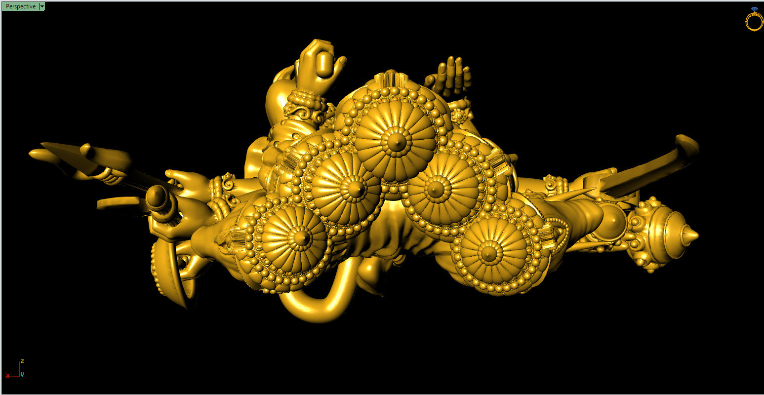 Hanuman ji Panchamukh 3D-Print-Model No2 -Jewelery Murti- 3D print model_7