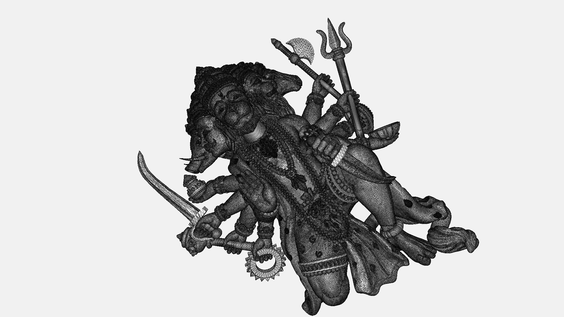 Hanuman ji Panchamukh 3D-Print-Model No2 -Jewelery Murti- 3D print model_11