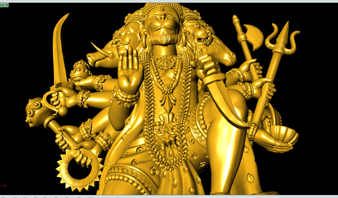 Hanuman ji Panchamukh 3D-Print-Model No2 -Jewelery Murti- 3D print model_4