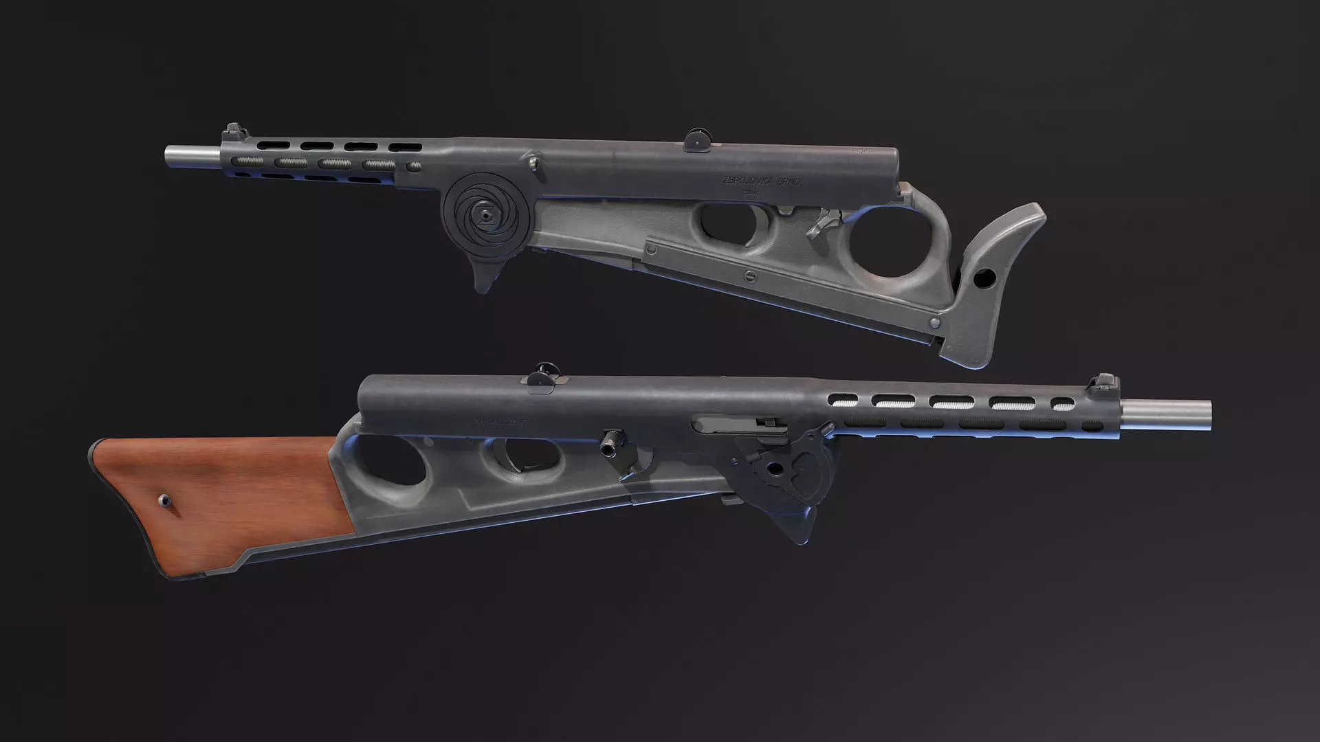 Czech ZB47 SMG Low-poly 3D model_0