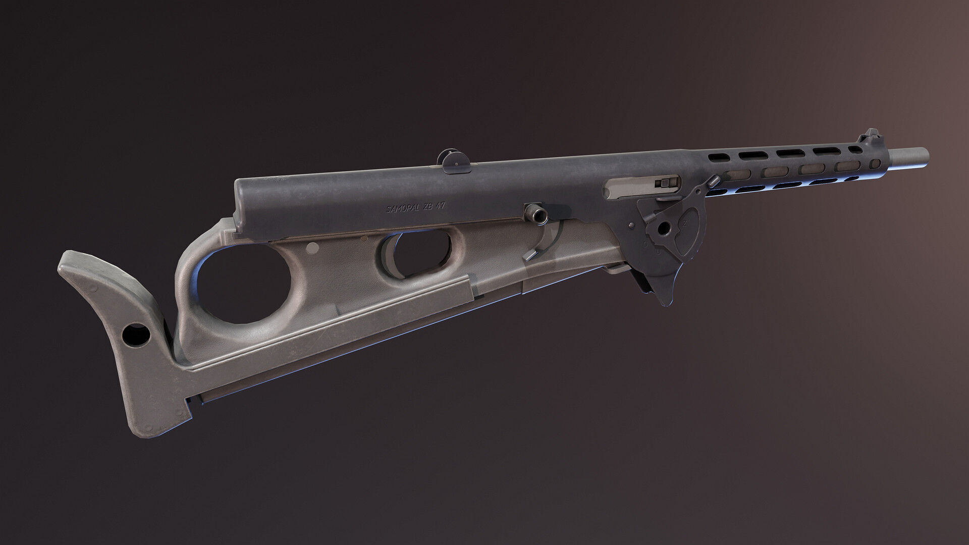 Czech ZB47 SMG Low-poly 3D model_4