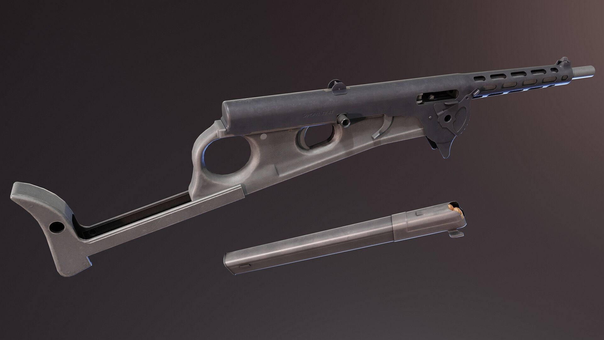 Czech ZB47 SMG Low-poly 3D model_5