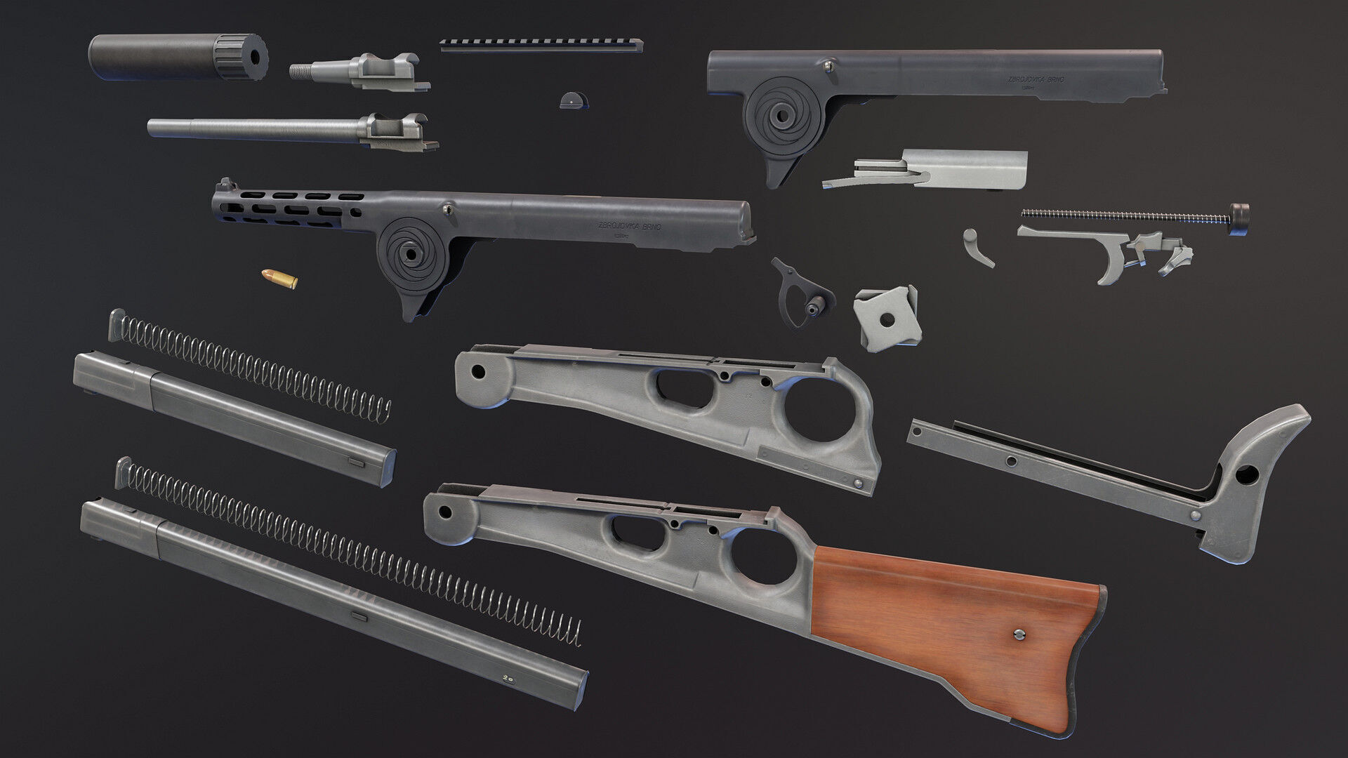 Czech ZB47 SMG Low-poly 3D model_10