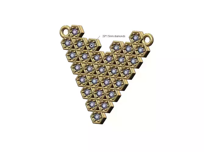 Beehive honeycomb diamond heart pendant charm 3D print model