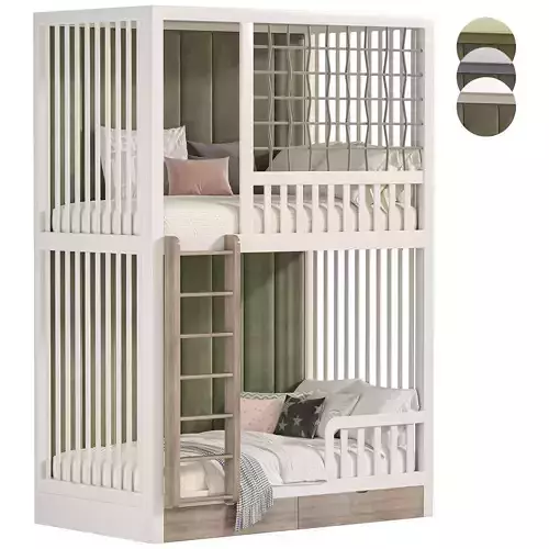 Designer two-level bed Kids room 02 3D model